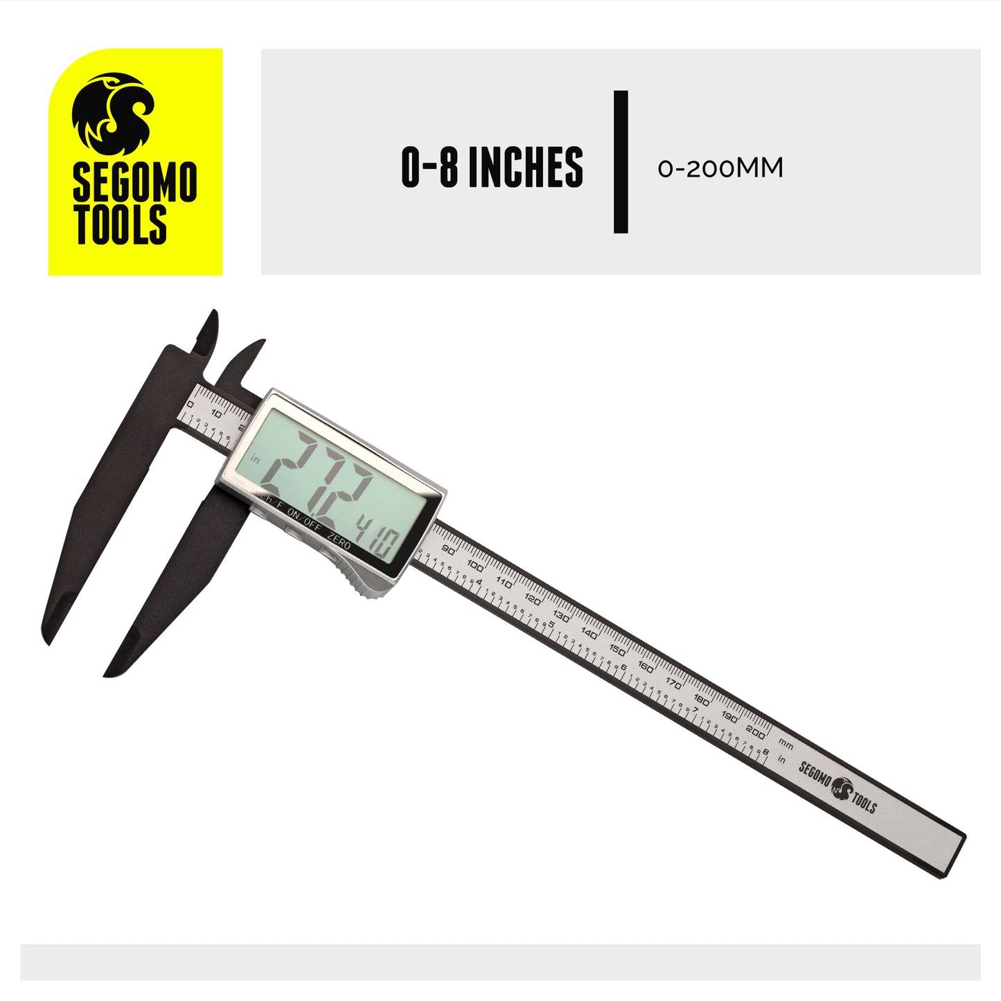 Segomo Basics 6 & 8 Inch Basic Line Electronic Digital Calipers: Inch, Fractions, Millimeter Conversion