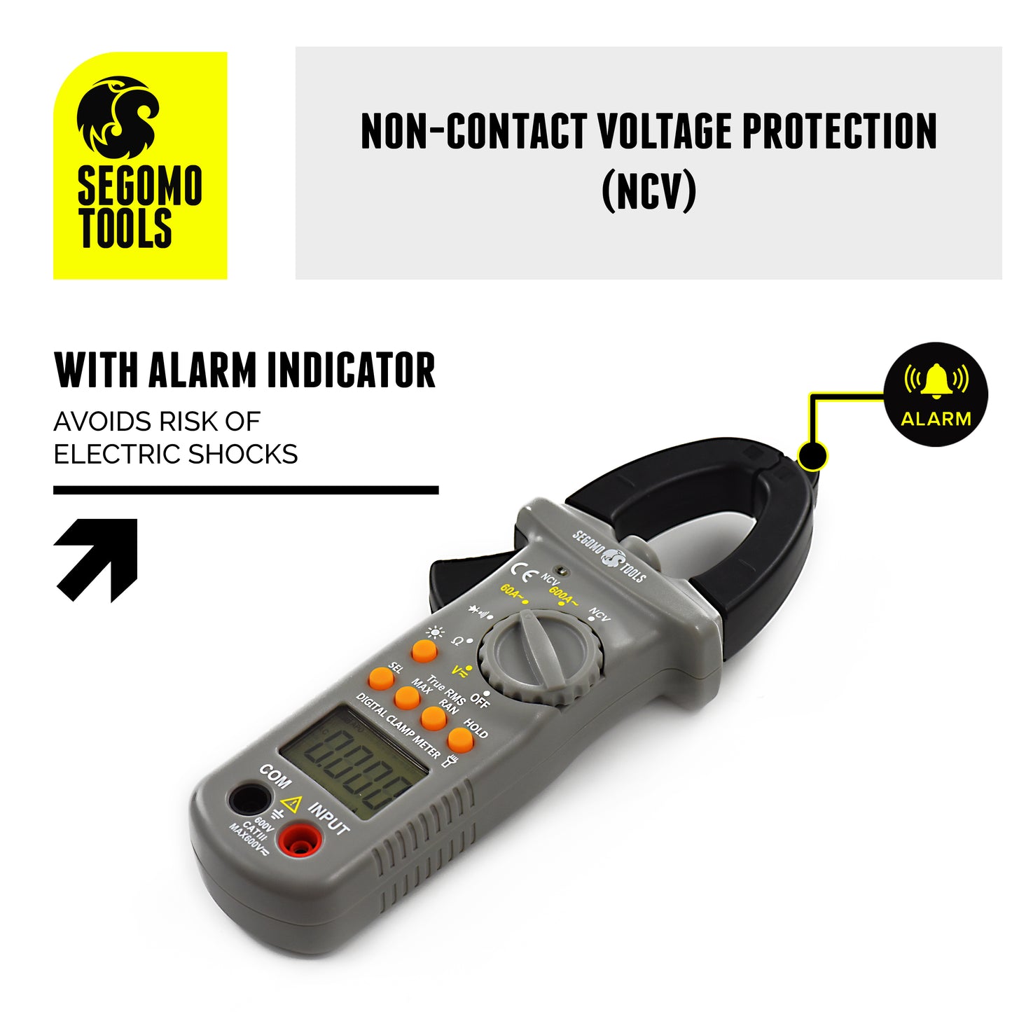 Segomo Tools TRMS 6000 Count AC Voltage & Current, Resistance, Continuity & Diode Auto Ranging Digital Clamp Meter - DCM1