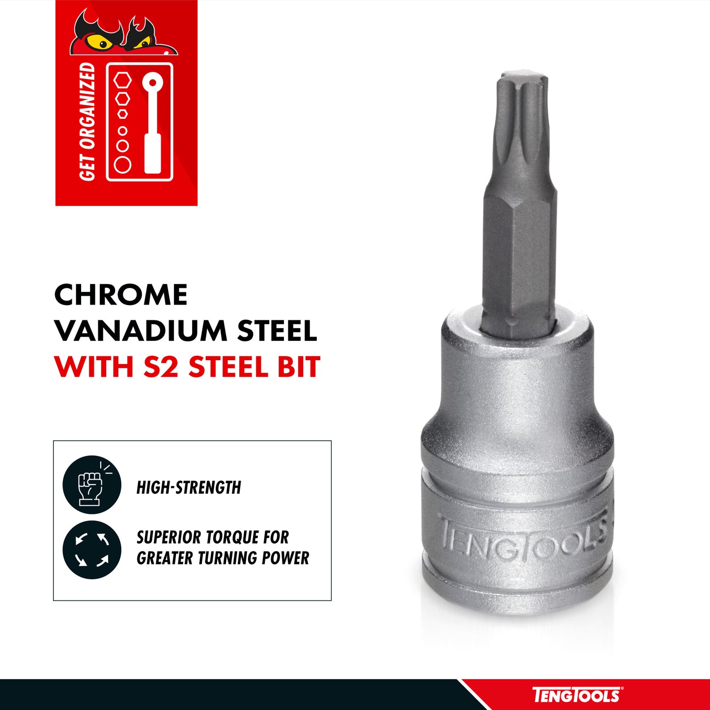 Teng Tools 1/4 Inch Drive Metric Torx TX Chrome Vanadium Sockets