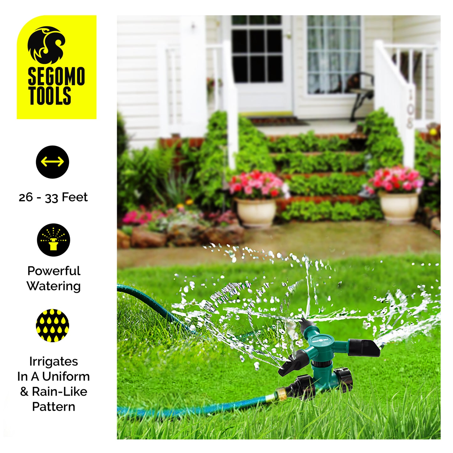 Segomo Tools 360 Degree Automatic Rotating Garden Lawn Water Sprinkler Irrigation System 1& 2 Packs