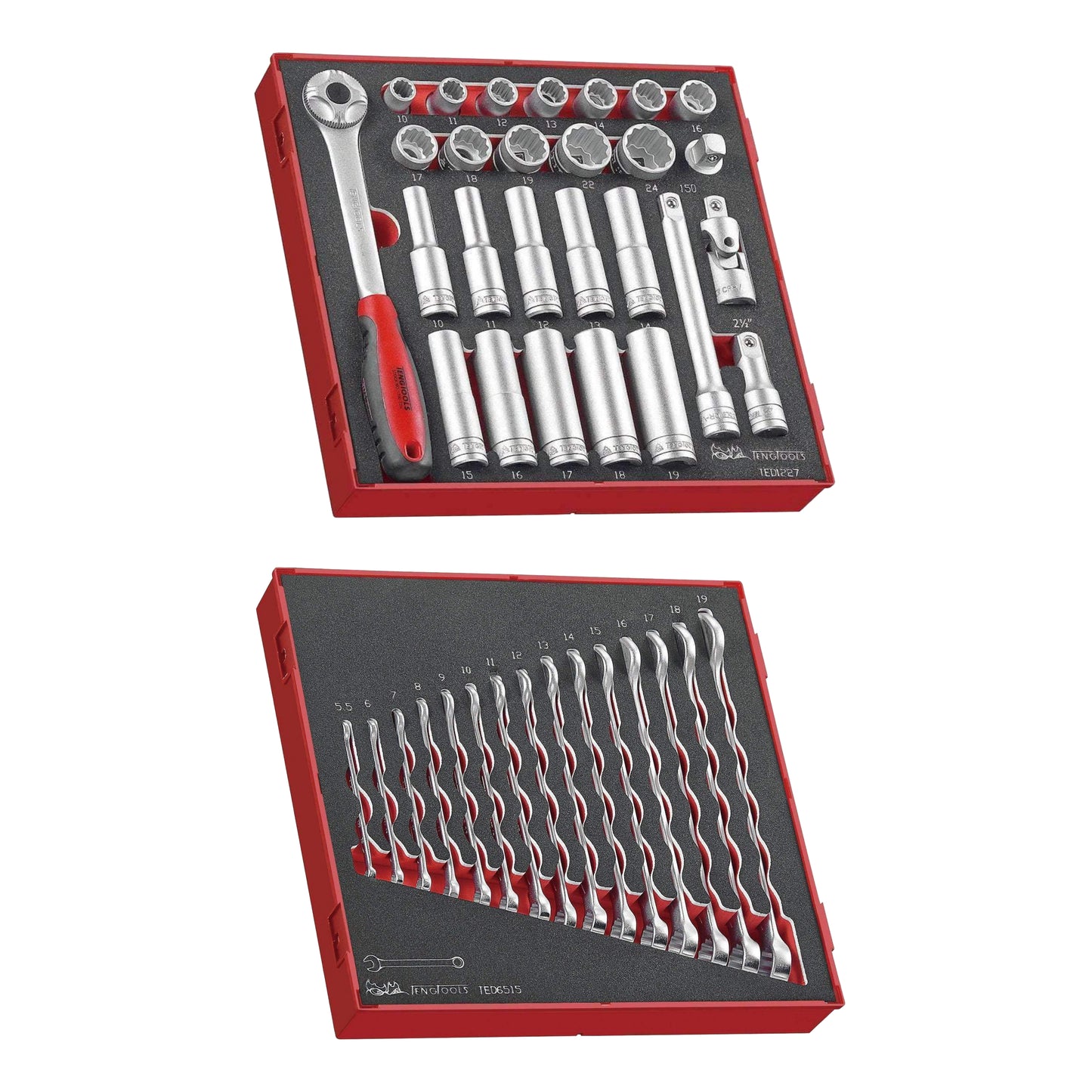 Teng Tools 183 Piece Complete Mixed EVA Foam Service Tool Kit With Free Tool Box - TC806SV-KIT2