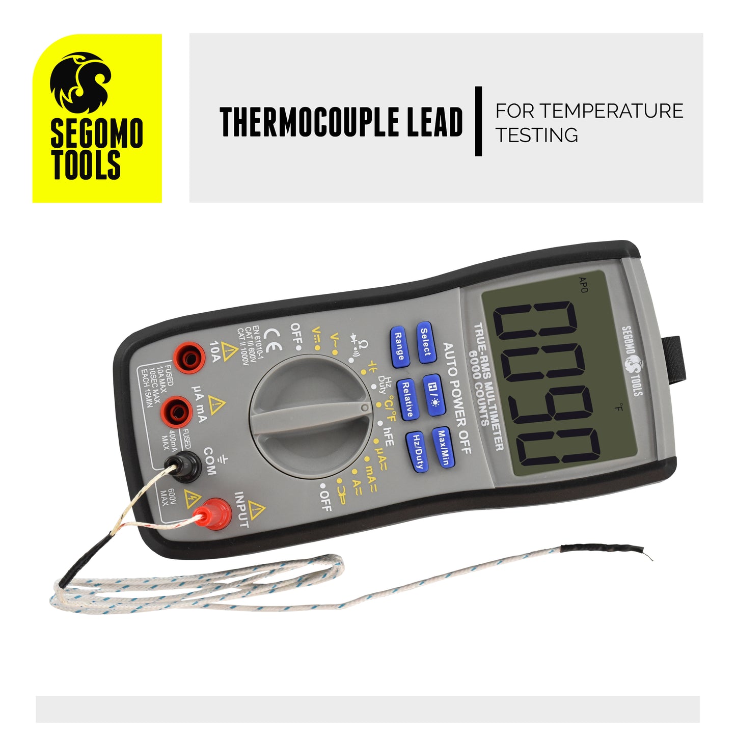 Segomo Tools Digital Multimeter Testers with Count Voltage, Current, Resistance, Continuity, Diode, Capacitance, Frequency & Temperature Manual & Auto Ranging