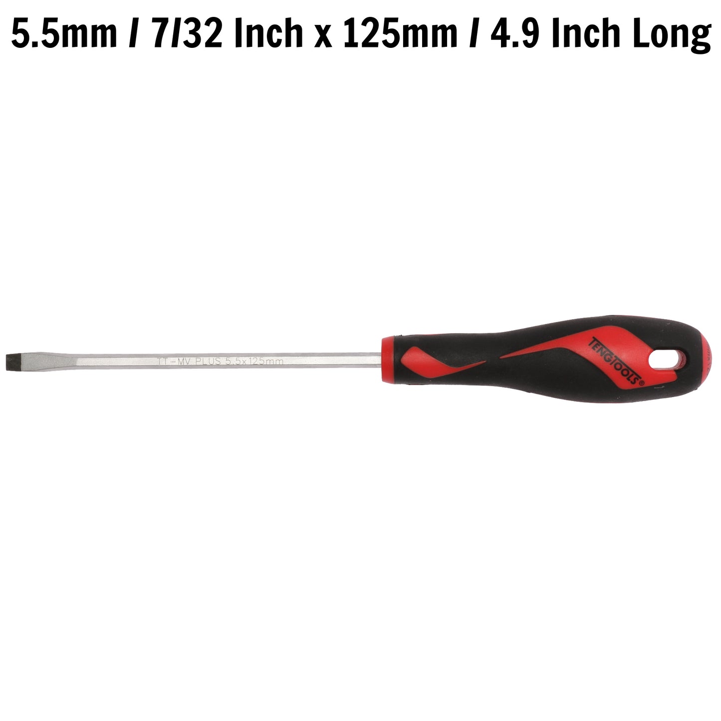 Teng Tools 5.5mm / 7/32 Inch x 125mm / 4.9 Inch Long Flat Type Slotted Head Screwdriver - MD931N