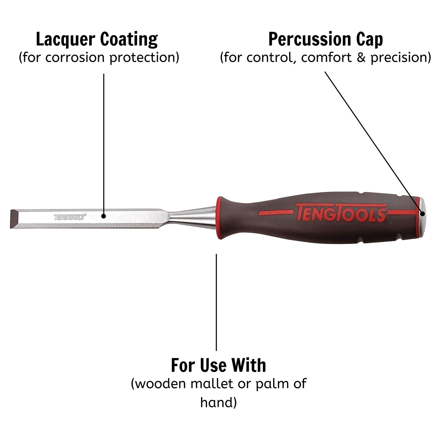 Teng Tools 10mm Full Size Professional Soft Grip Woodworking / Carving Chisel - WCC10