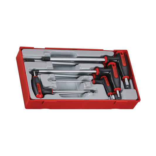 Teng Tools Jeu de 7 clés Allen hexagonales à bille avec poignée en T métrique (2,5 mm à 8 mm) - TTHEX7