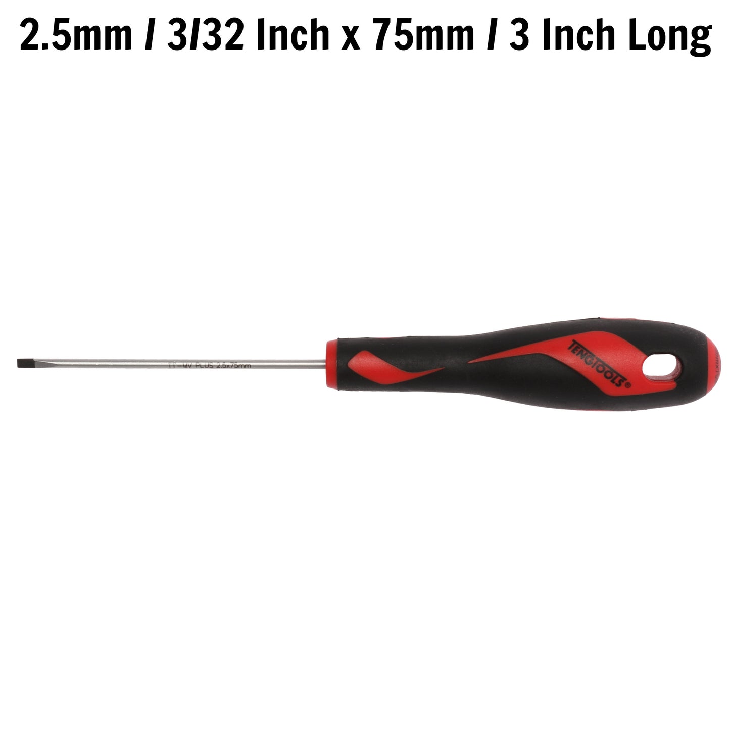 Teng Tools 2.5mm / 3/32 Inch x 75mm / 3 Inch Long Flat Type Slotted Head Screwdriver - MD915N