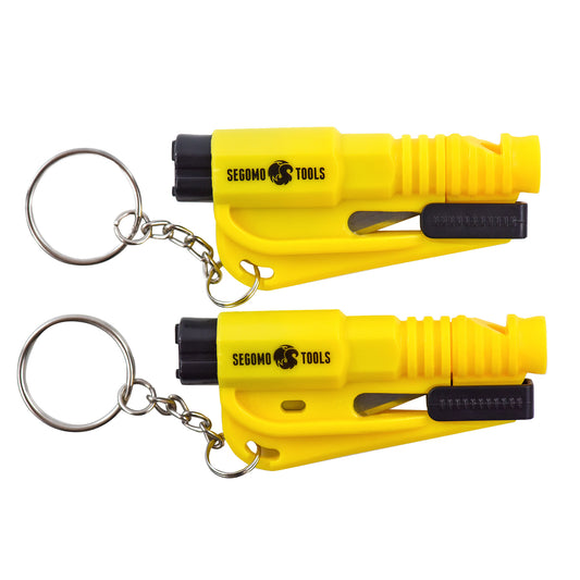 Segomo Tools 2 x Keychain Emergency Car Escape Tool Window Glass Breaker and Seatbelt Cutter - EHKR2