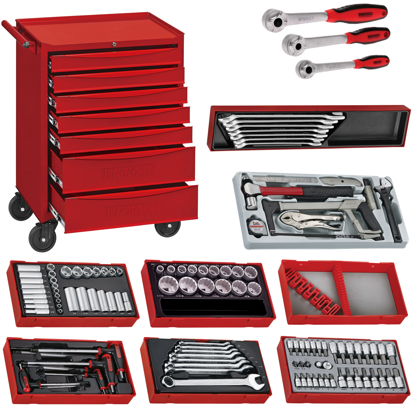 Teng Tools 140 Piece 7 Drawer SAE Series Tool Kit - TCW707EV-SERIES140SAE