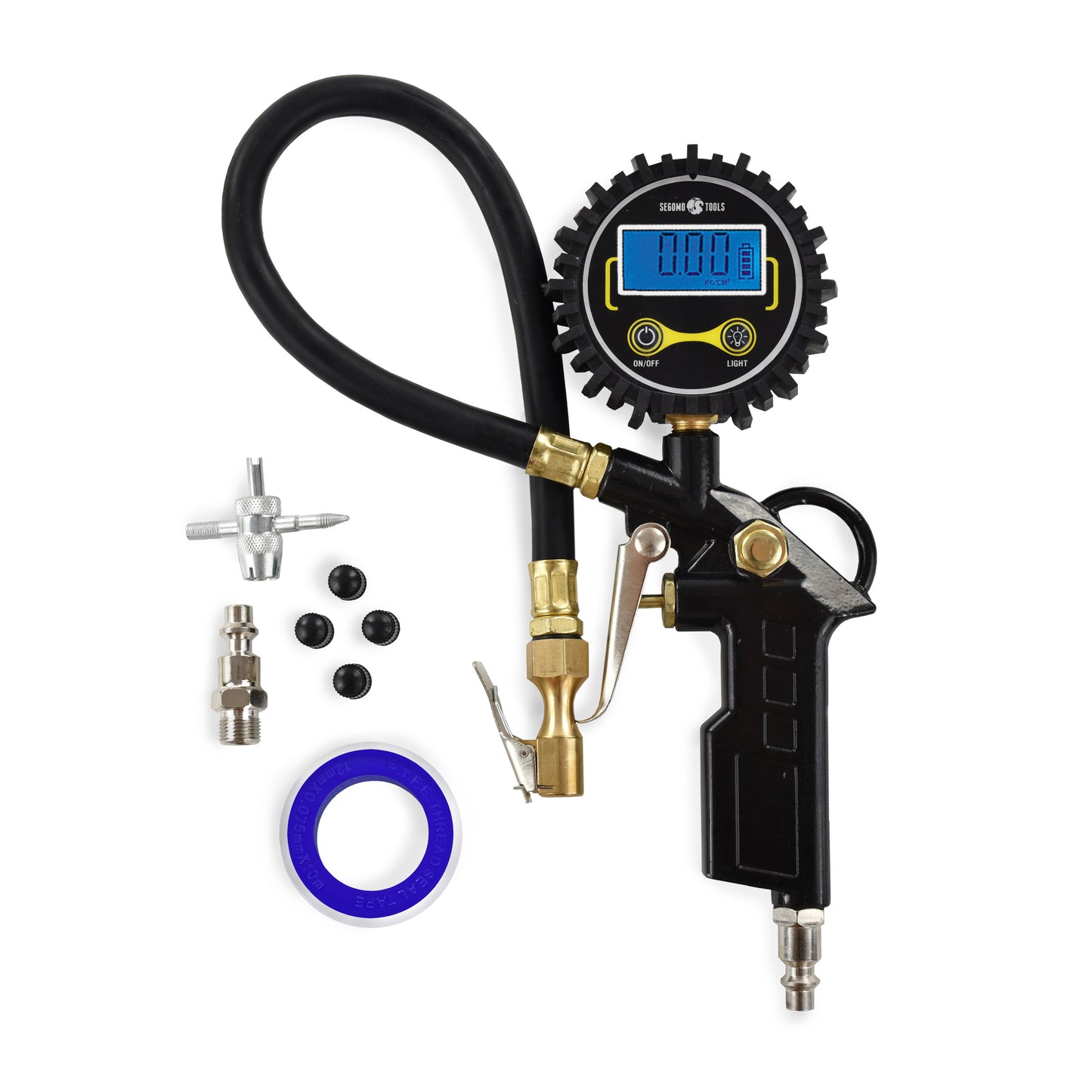 Segomo Tools 250 PSI Heavy Duty Digital Tire Inflator Kit With Pressure Gauge & Accessories - DTIK1