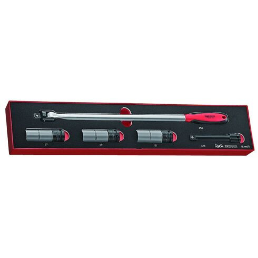 Teng Tools TEXW05 Ensemble de 5 outils de dépose de roue motrice 1/2" (prises, rallonge, pilote)