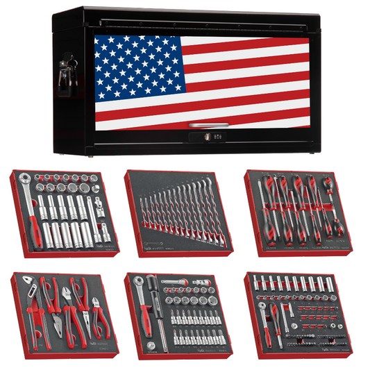 Teng Tools 183 Piece Complete Mixed EVA Foam Service Tool Kit With Black USA Tool Box - TC806NBK-USA2