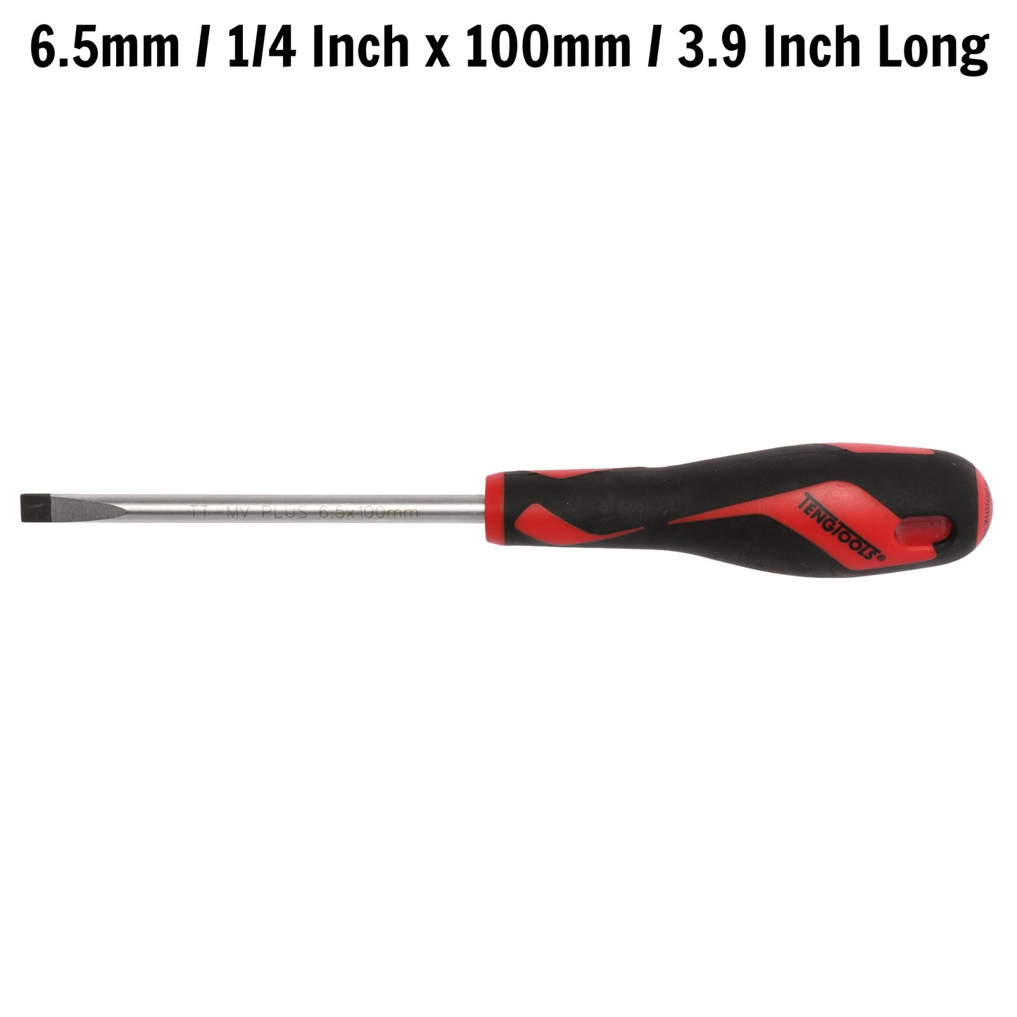 Teng Tools 6.5mm / 1/4 Inch x 100mm / 3.9 Inch Long Flat Type Slotted Head Screwdriver - MD928N4