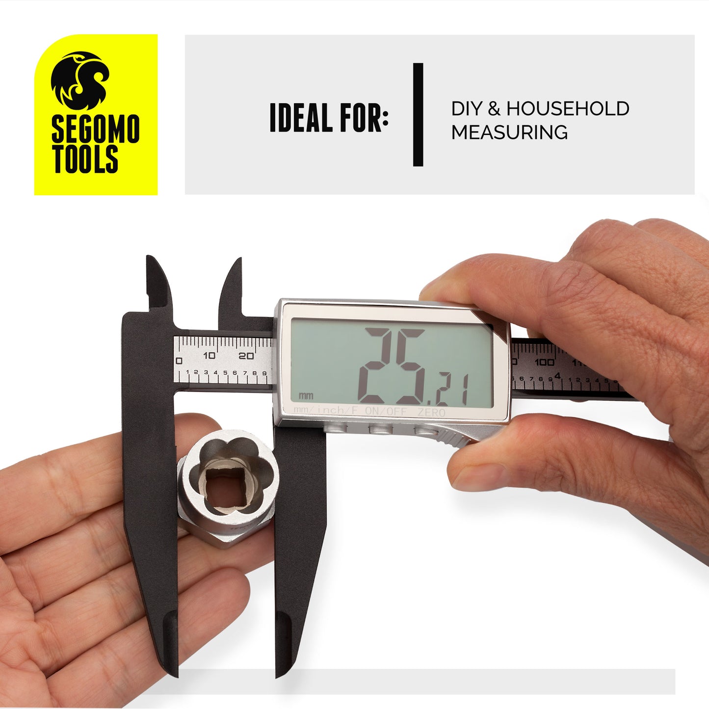 Segomo Basics 6 & 8 Inch Basic Line Electronic Digital Calipers: Inch, Fractions, Millimeter Conversion