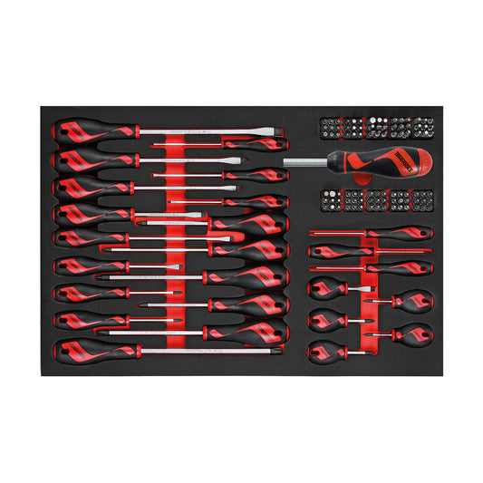 Teng Tools 122 Piece  Flat, PH, PZ & Hex Type Screwdriver Set In Precision EVA Foam Tray - TTEMD122N