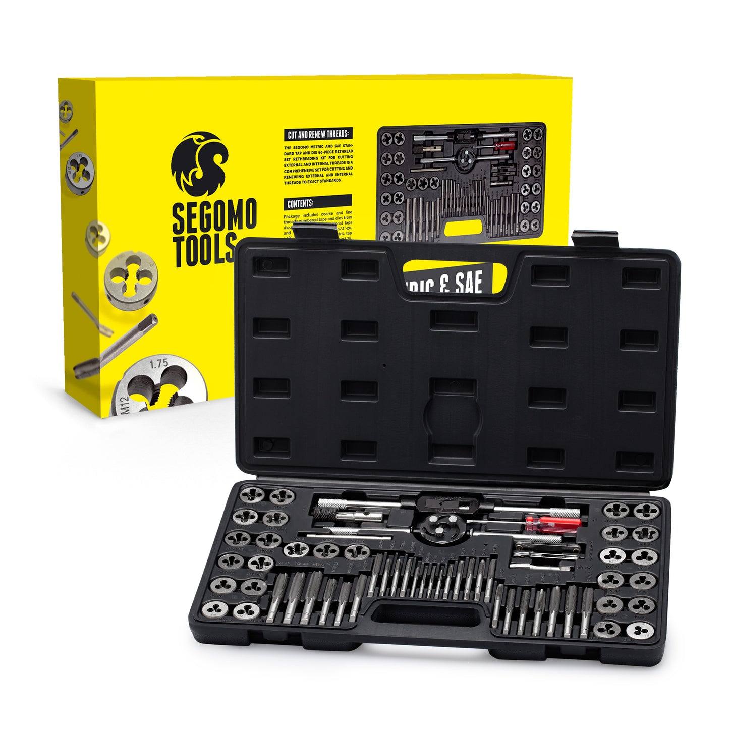 Segomo Tools Metric & SAE Tap And Die Threading Tool Sets With Storage Case