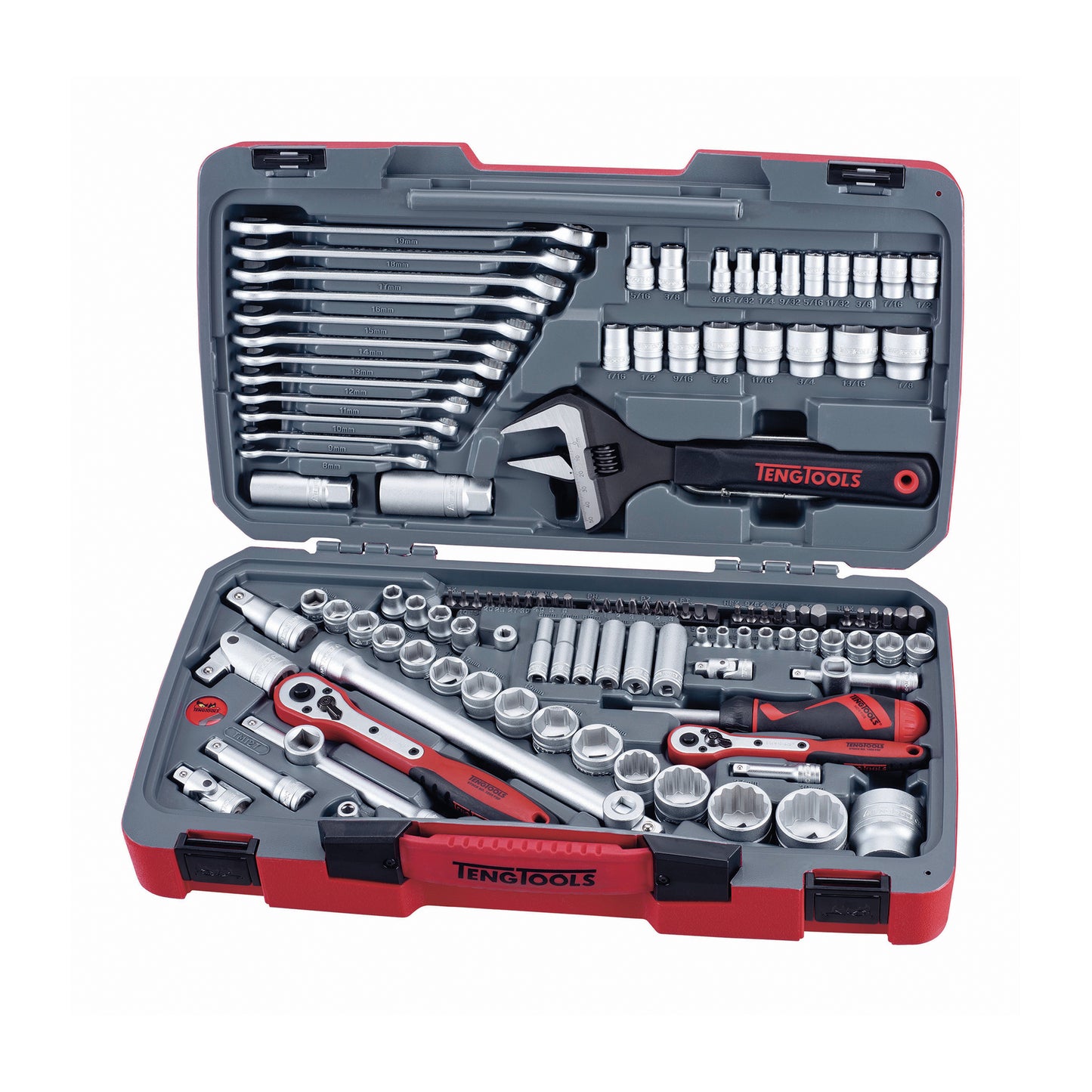 Teng Tools 127 Piece 1/4, 3/8 & 1/2 Drive Metric & SAE Regular/Shallow & Deep Socket Set  - TM127