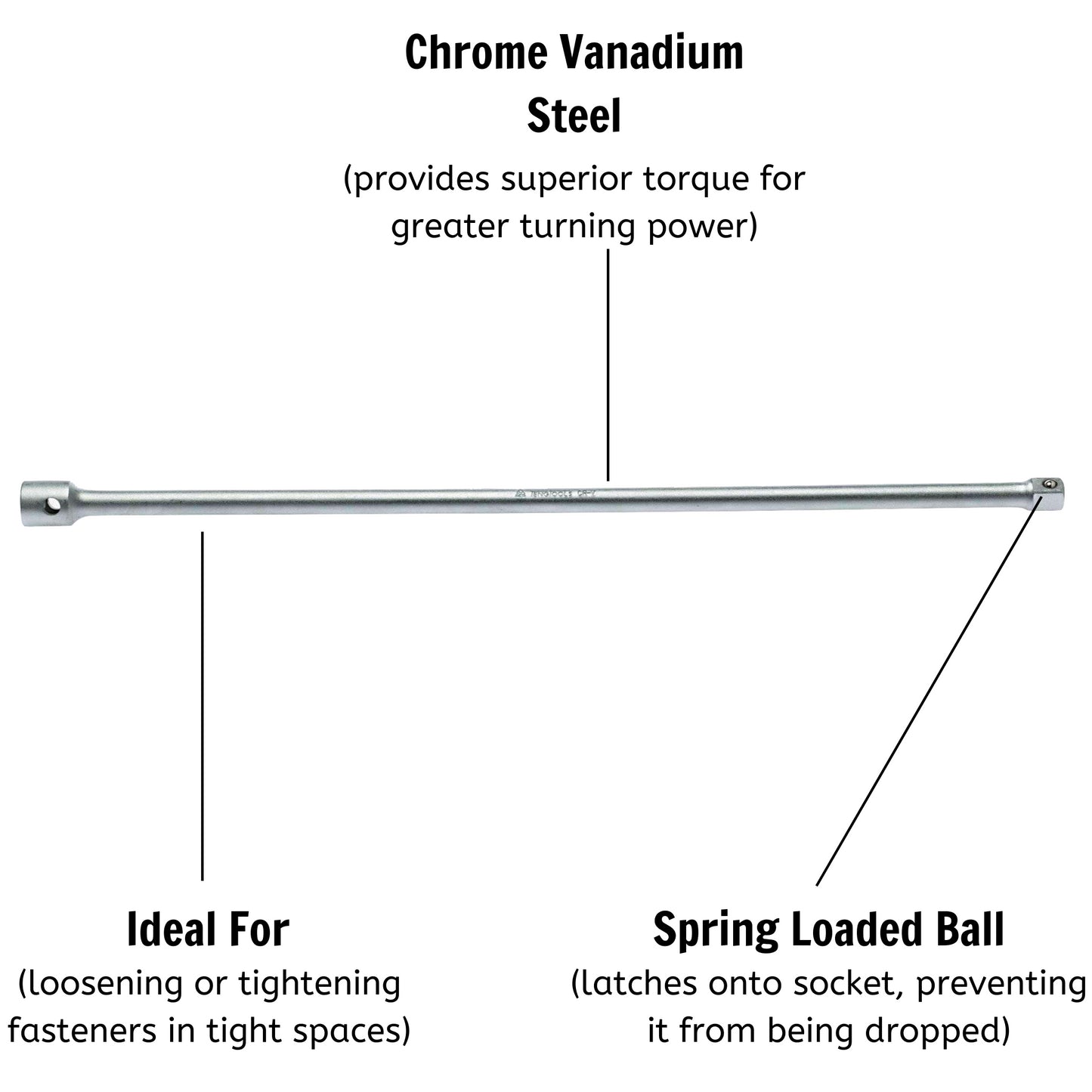 Teng Tools 1/2 Inch Drive Chrome Vanadium Extension Bars