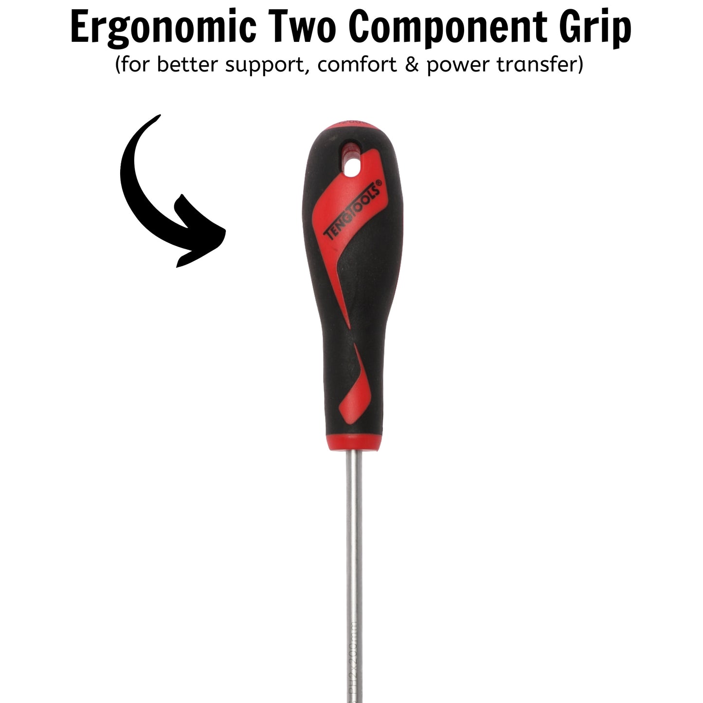 Teng Tools PH2 x 7.9 Inch/200mm Head Phillips Screwdriver + Ergonomic, Comfortable Handle - MD948N2