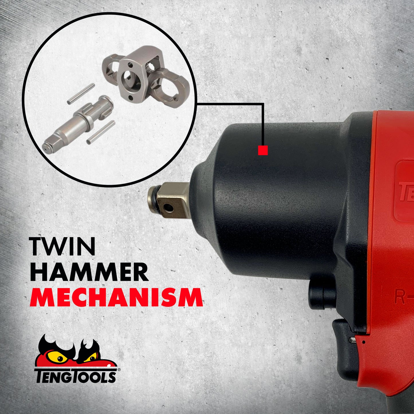 Teng Tools 1/2 Inch Square Drive Reversible High Torque Composite Air Impact Wrench Gun - ARWC12