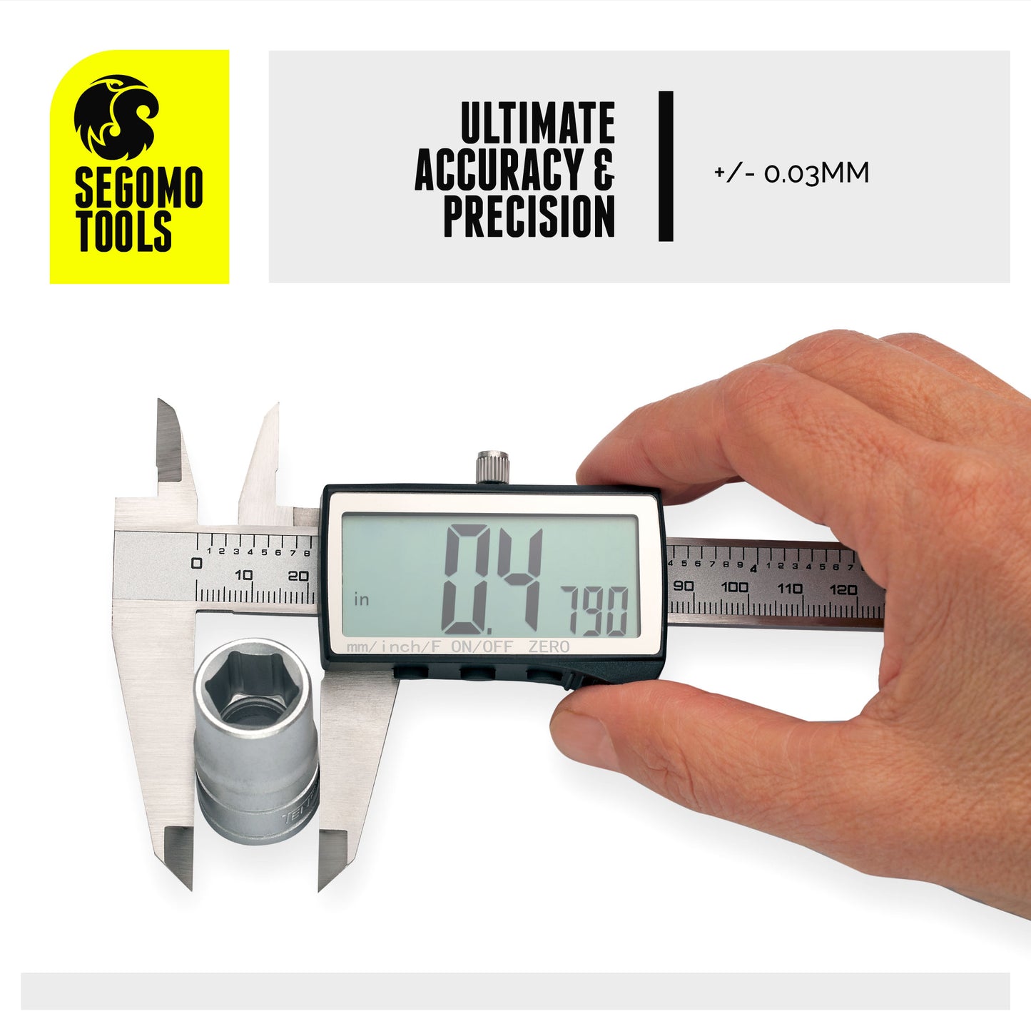 Segomo Tools 6 & 8 Inch Pro Range Electronic Digital Calipers: Inch, Fractions, Millimeter Conversion