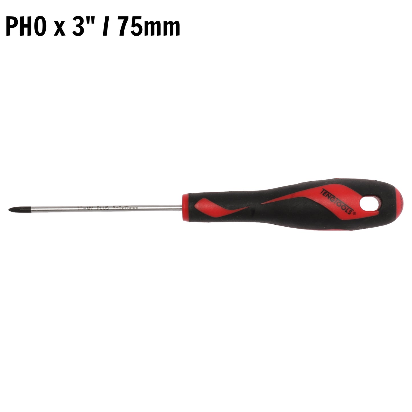 Teng Tools PH0 x 3 Inch / 75mm Head Phillips Screwdriver with Ergonomic, Comfortable Handle - MD940N