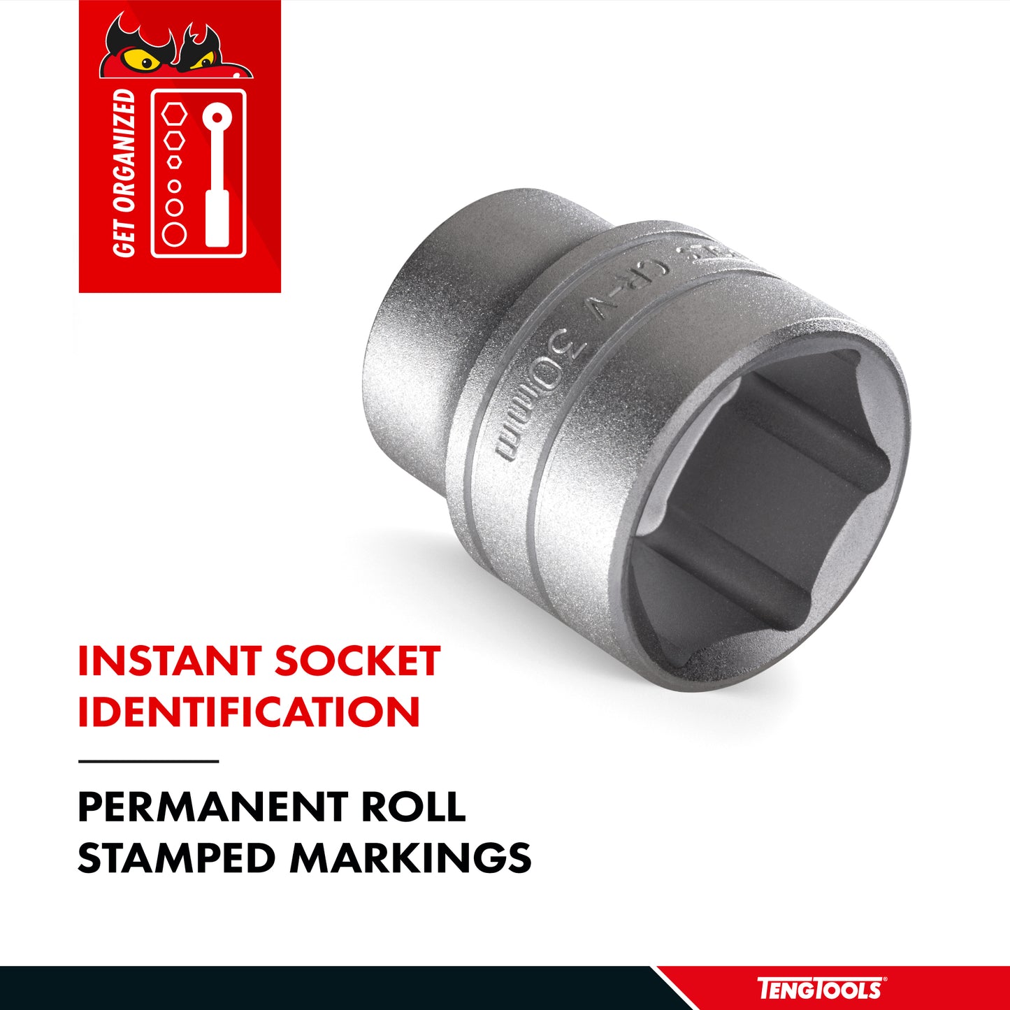 Teng Tools 1/2 Inch Drive 6 Point Metric Shallow Chrome Vanadium Sockets