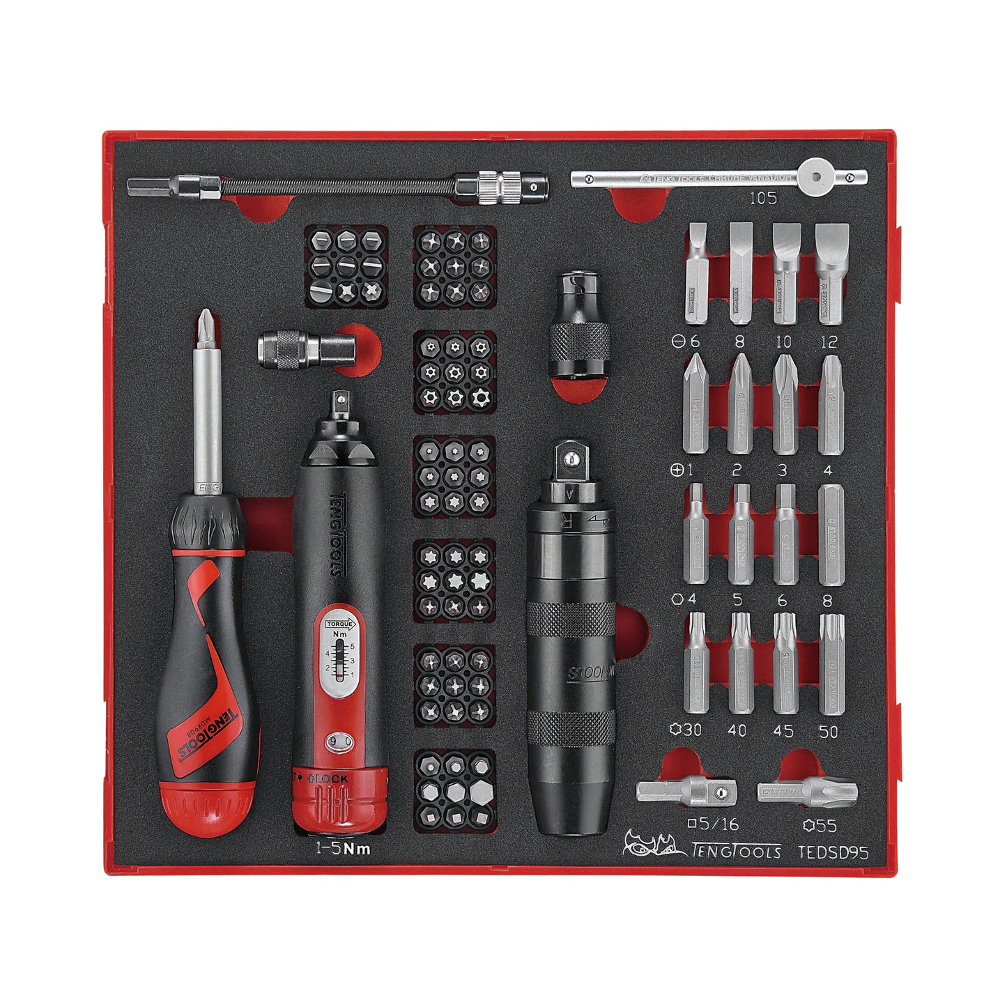 Teng Tools 166 Piece Impact Socket, Torque & Bit Foam Kit - TC-6T-19