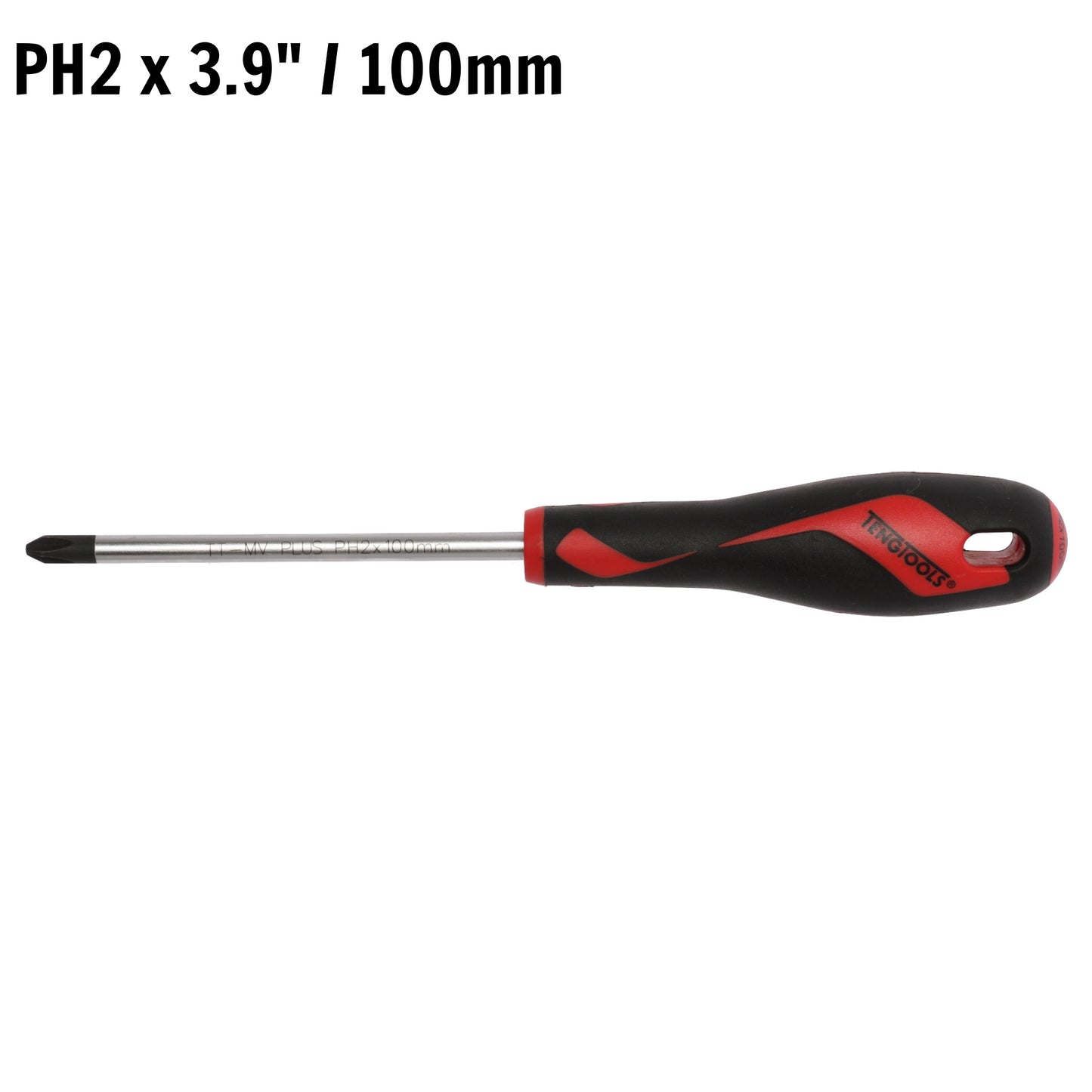 Teng Tools PH2 x Tournevis Phillips à tête 3,9 pouces/100 mm + Poignée ergonomique et confortable - MD948N4 