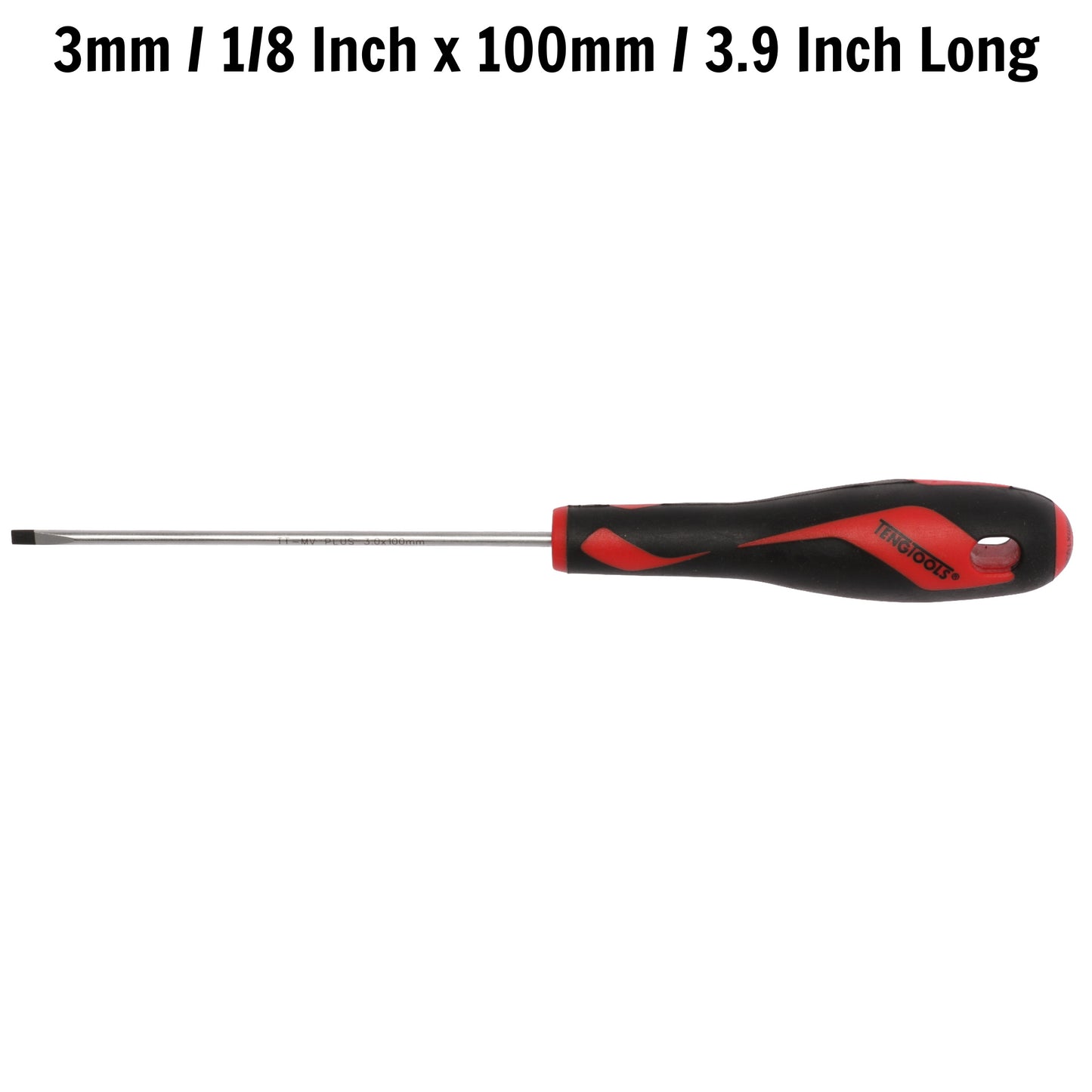 Teng Tools 3mm / 1/8 Inch x 100mm / 3.9 Inch Long Flat Type Slotted Head Screwdriver - MD920N1