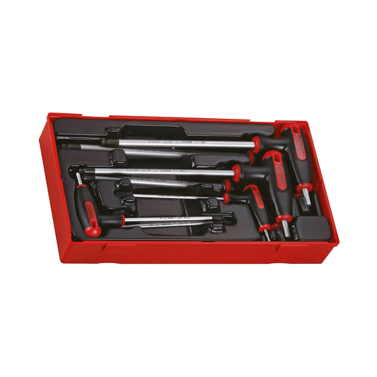 Teng Tools Jeu de 7 clés Allen hexagonales à bille SAE avec poignée en T (3/32" à 5/16") - TTHEX7AF