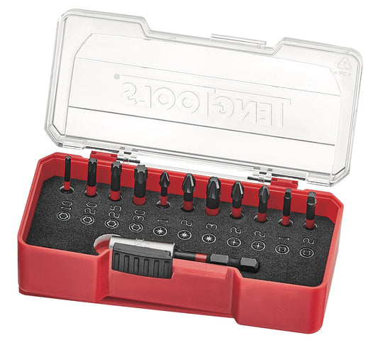 Teng Tools 12 Piece 1/4 Inch Drive PZ, PH, PH2G, TX, ROB Impact Screwdriver Bit Set - TJ1412