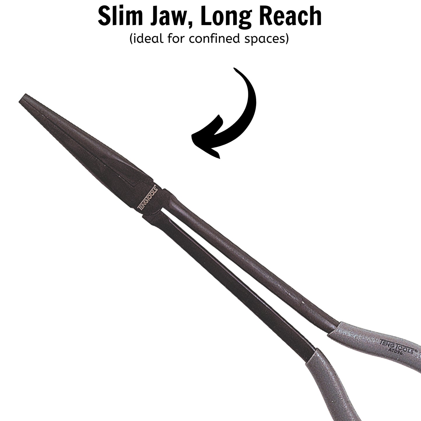 Teng Tools 11 Inch Straight Long Nose Long Reach Slim Jaw Pliers - AT096