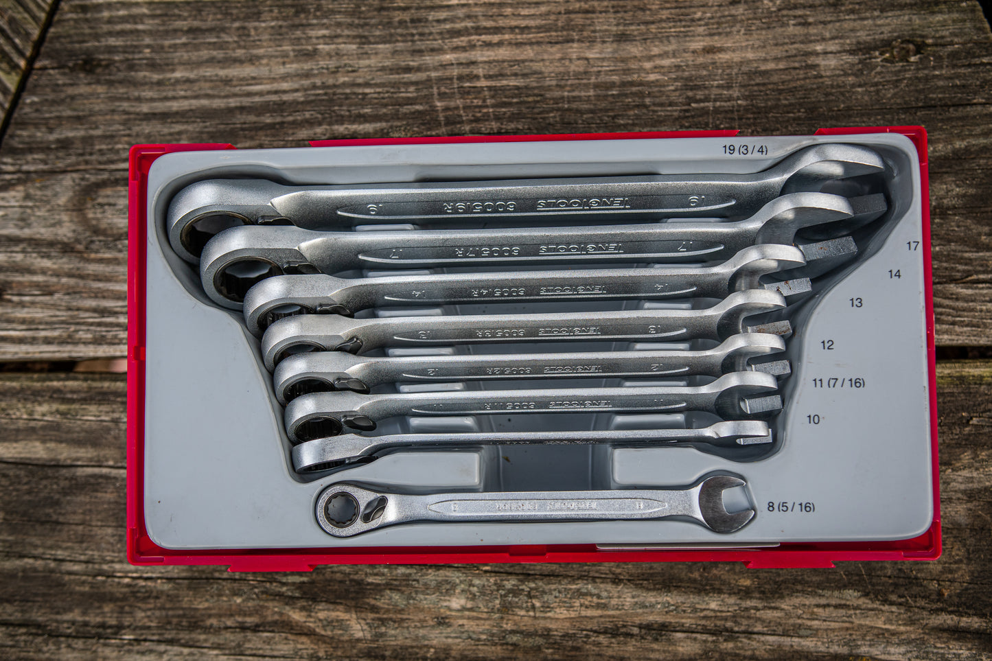 Teng Tools 8 Piece Metric 12 Point Ratcheting Combination Wrench Set (8-19mm) - TT6508R