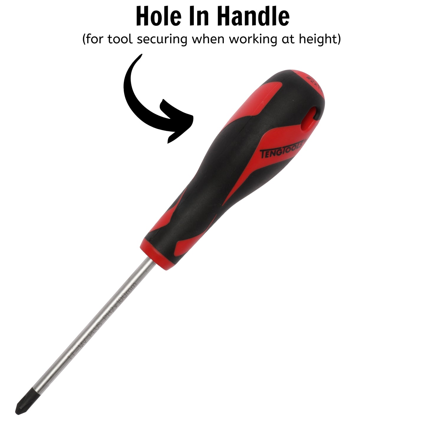 Teng Tools PH2 x 3.9 Inch/100mm Head Phillips Screwdriver + Ergonomic, Comfortable Handle - MD948N1